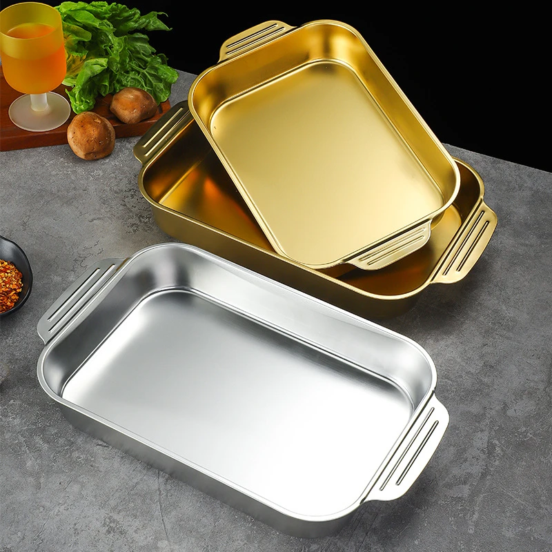 304 Stainless Steel Rectangular Baking Pan with Handle Non-stick Kitchen Fruit Bread Pastry Deepening Food Bake Tray Bakeware - Image 5