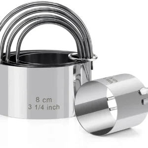 5 Pieces/set Biscuit Mold Set Round Stainless Steel Biscuit Tool Cookies Cutter with Handle, Professional Baking Dough Tools